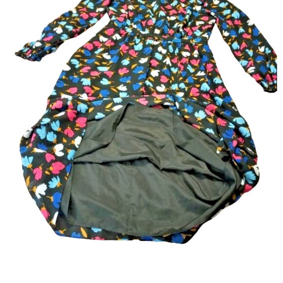 J CREW Women's Crinkle Ruffle Tiered Midi Dress Black Multi Sz 8 Colorful Floral - Picture 10 of 12